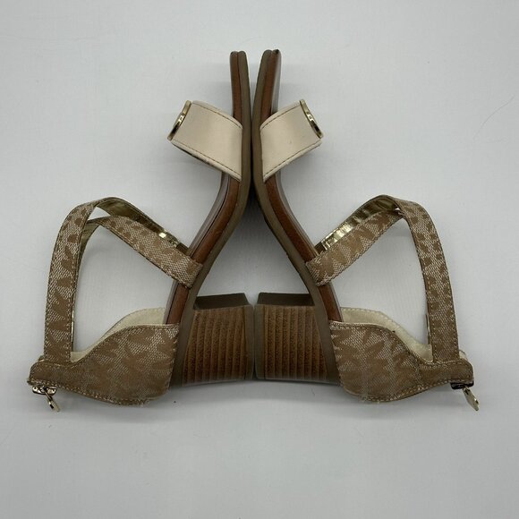 Michael Kors Evyn Girls Camel Faux Leather Block Heel Sandals Girl's Size 12 - Picture 10 of 11